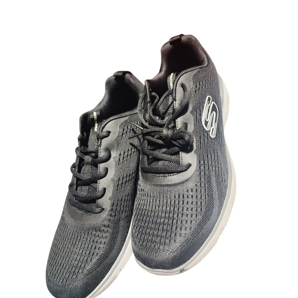 Skechers Mens Black Mesh Lace-Up Athletic Shoes With Memory Foam 9